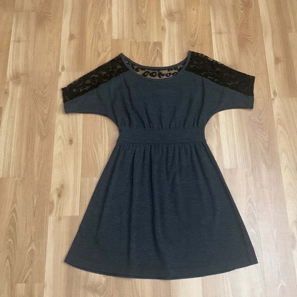 Delirious Gray Leopard Lace Dress | Size S Junior